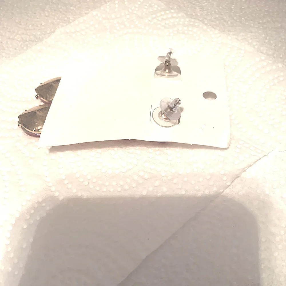 Pink Crystal Heart Dangle Drop Earrings with Stud Backs NEW NWT Gorgeous items!_5